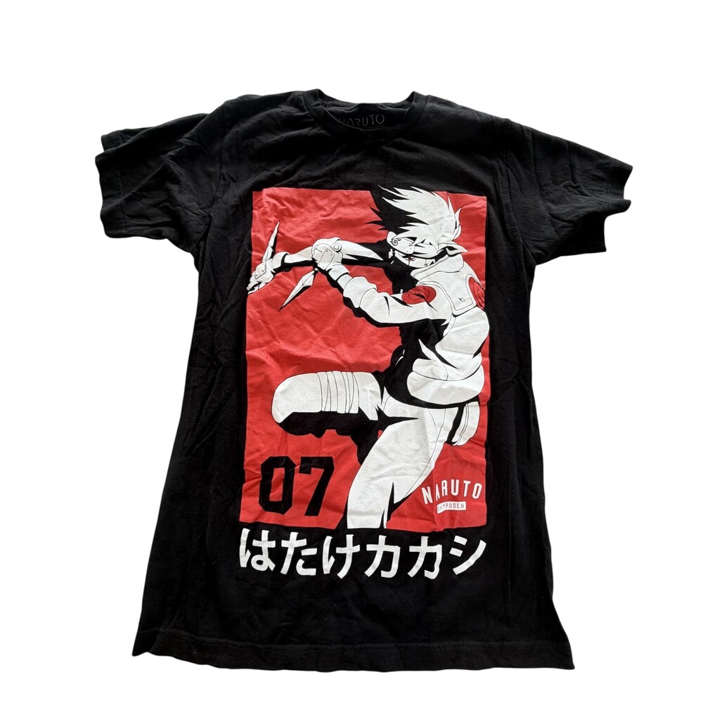 Naruto Shippuden Shirt Mens Small Black Kakashi 07 Graphic Tee Anime Tagless